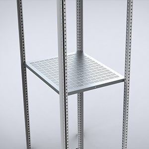 Perforsted shelf for mild steel floor standing enclosures